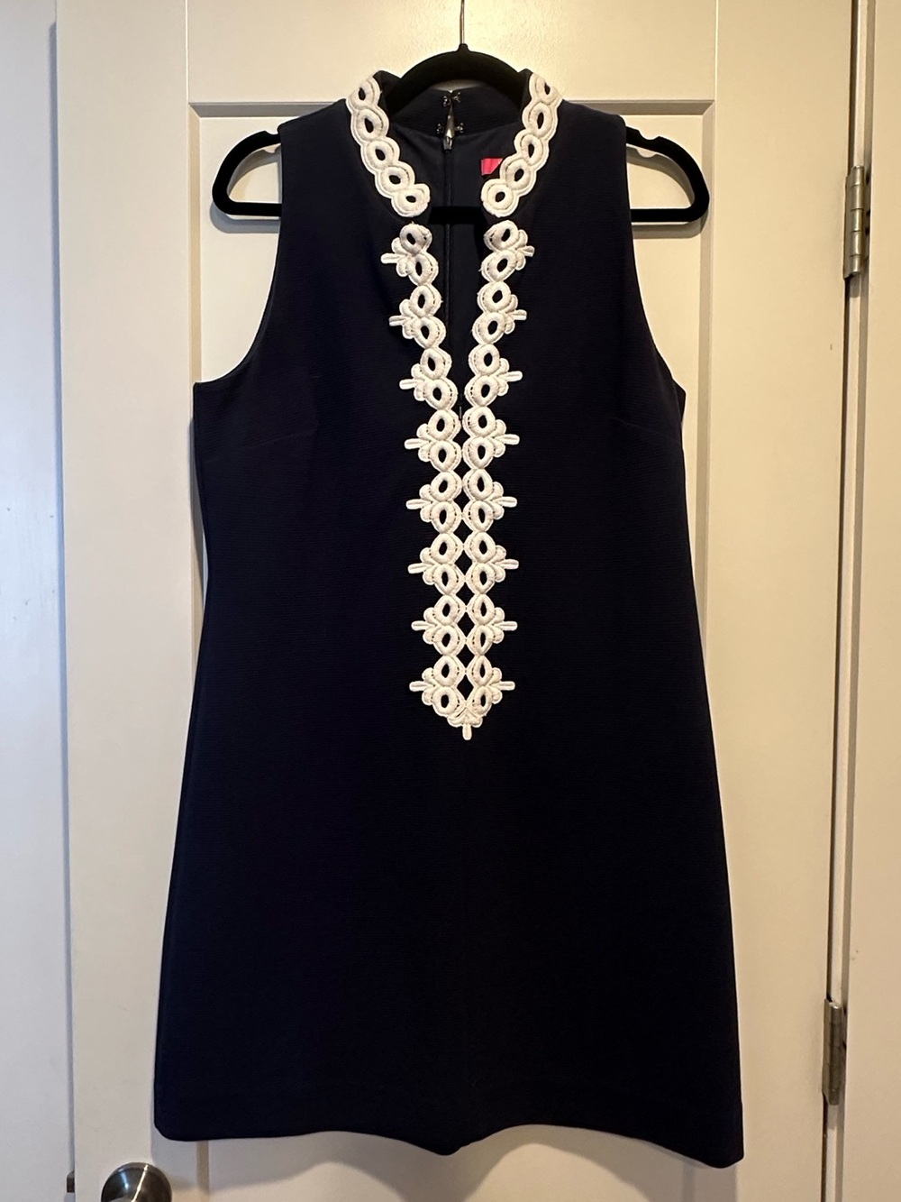 Lilly Pulitzer Callista Navy Sleeveless Mini Dress with White Lace Trim